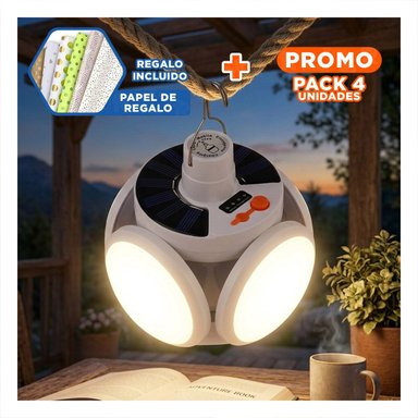 PACK4 BOMBILLA LED RECARGABLE CON PANEL SOLAR CON LUZ INTENSA PARA SALA Y+PAPEL REGALO - 1