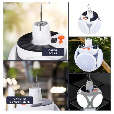 PACK2 ILUMINACION LED RECARGABLE CON PANEL SOLAR CON LUZ AJUSTABLE PARA CASA Y+PAPEL REGALO - 3