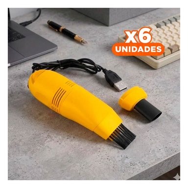 PACK6 PORTATIL ASPIRADORA USB AMARILLO PARA MIGAS Y POLVO Y+REGALO STICKER - 1