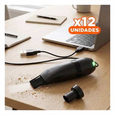 PACK12 PORTATIL ASPIRADORA USB NEGRO PARA LIMPIEZA DE ESCRITORIO - 1