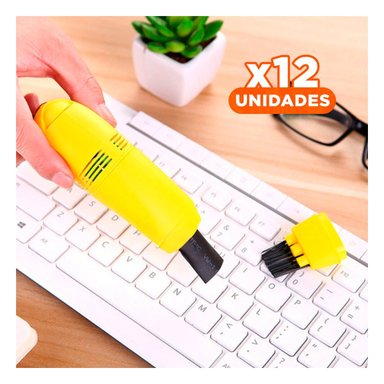 PACK12 PRACTICO ASPIRADOR USB AMARILLO PARA ESCRITORIO DE OFICINA - 1