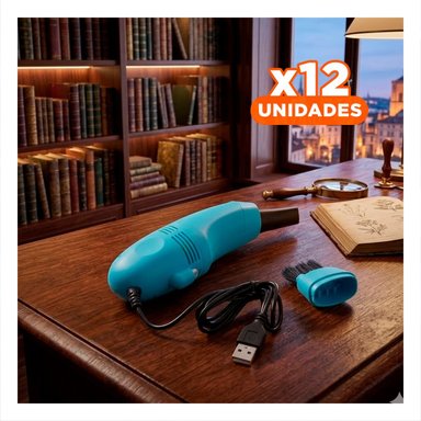 PACK12 PORTATIL ASPIRADORA USB CELESTE PARA LIMPIEZA DE ESCRITORIO - 1