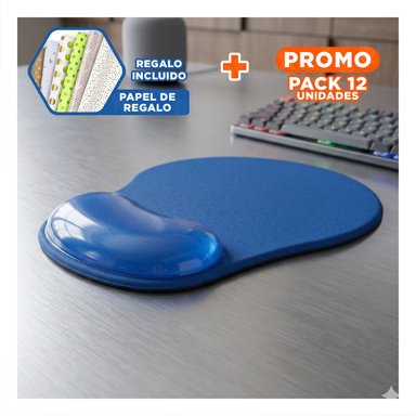PACK12 BASE GEL SUAVE AZUL CON DISENO MODERNO Y COMODO PARA COMPUTADORA Y+PAPEL REGALO - 1