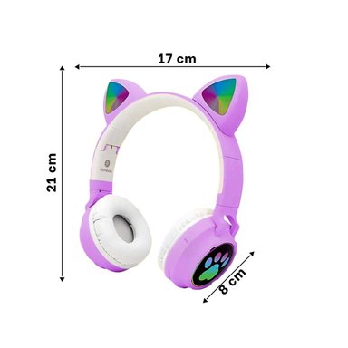 PACK6 AUDIFONOS INALAMBRICO TIPO GATO CON LUCES CON HUELLITAS PARA EJERCICIOS COLOR MORADO - 4