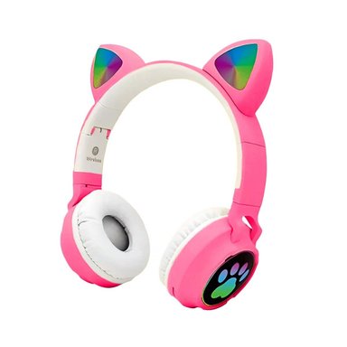 PACK4 AURICULAR STEREO TIPO GATO CON LUCES CON HUELLITAS PARA DIVERSION FUCSIA Y+PAPEL REGALO - 3