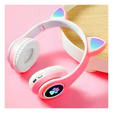 PACK4 AURICULAR STEREO TIPO GATO CON LUCES CON HUELLITAS PARA DIVERSION FUCSIA Y+PAPEL REGALO - 5