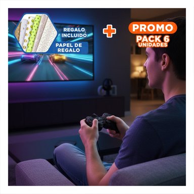 PACK6 JOYSTICK GAMER COMPATIBLE CON DIFERENTES PLATAFORMAS COLOR NEGRO Y+PAPEL REGALO - 1
