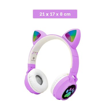 PACK4 AUDIFONOS DEPORTIVOS TIPO GATO CON LUCES CON HUELLITAS PARA JUEGO MORADO - 4
