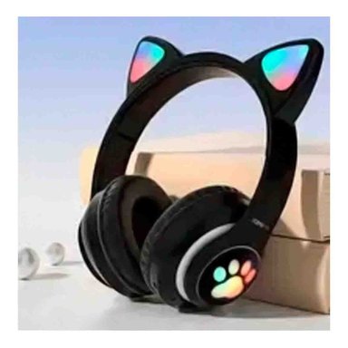 PACK4 HEADSET WIRELESS TIPO GATO CON LUCES CON HUELLITAS PARA ENTRENAR NEGRO Y+REGALO STICKER - 3