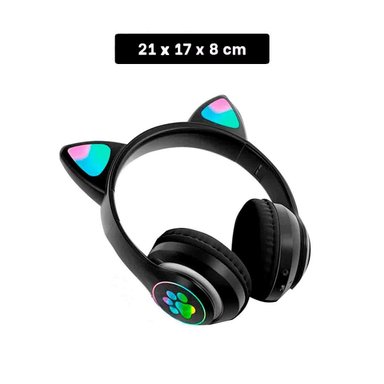 PACK4 HEADSET WIRELESS TIPO GATO CON LUCES CON HUELLITAS PARA ENTRENAR NEGRO Y+REGALO STICKER - 4