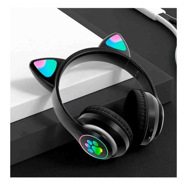 PACK4 HEADSET WIRELESS TIPO GATO CON LUCES CON HUELLITAS PARA ENTRENAR NEGRO Y+REGALO STICKER - 5