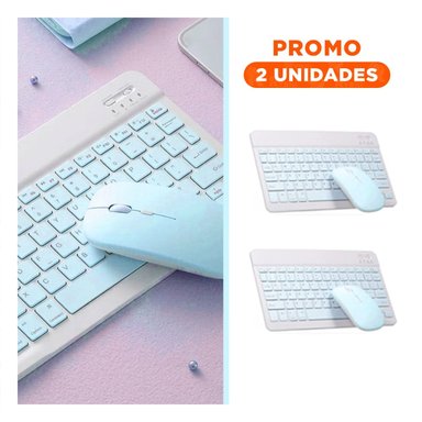 PACK2 PACK CELESTE TECLADO Y MOUSE INALAMBRICO ERGONOMICO MODERNO SEGURO Y PRECISO - 1