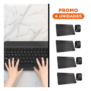 PACK4 DISPOSITIVO TECLADO INALAMBRICO Y MOUSE NEGRO PORTATIL SALA CASA Y+REGALO STICKER - 1
