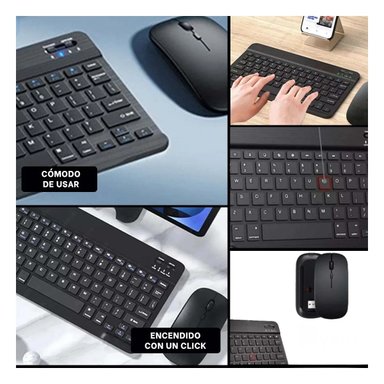 PACK4 DISPOSITIVO TECLADO INALAMBRICO Y MOUSE NEGRO PORTATIL SALA CASA Y+REGALO STICKER - 2