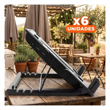 PACK6 ACCESORIO UNIVERSAL LAPTOP 1 VENTILADOR NEGRO LIGERO MODERNO Y SEGURO Y+REGALO STICKER - 1