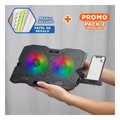 PACK2 SOPORTE 2 VENTILADORES CON PORTA CELULAR LIGERO FUNCIONAL Y MODERNO Y+PAPEL REGALO - 1
