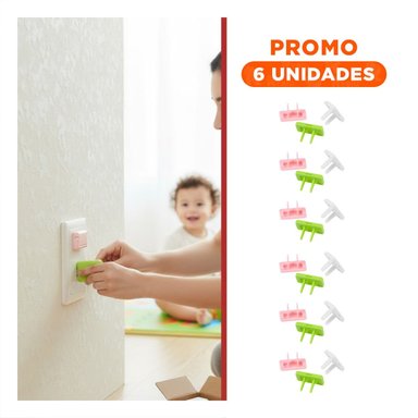 PACK6 CUBRIDOR DE ENCHUFE RECTANGULAR VERDE Y BLANCO ROSADO DIMENSIONES 2,5X3,5CM - 1