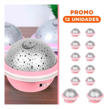 PACK12 LUZ LED GIRATORIA GALAXIA COLOR ROSADO PARA HABITACION Y+REGALO STICKER - 1