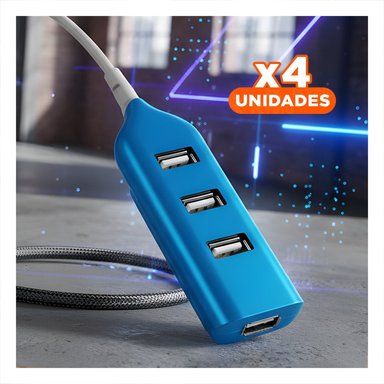 PACK4 CONECTOR USB 4 PUERTOS ALTA VELOCIDAD TURQUEZA LIGERO Y FACIL DE USAR - 1