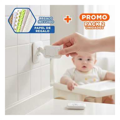 PACK2 PROTECTOR RECTANGULAR FORMA DE OSITO BLANCO PARA ENCHUFE 2,3X3,2CM Y+PAPEL REGALO - 1