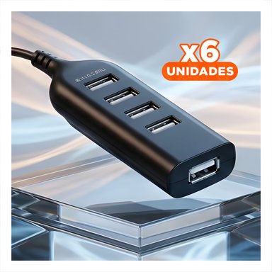 PACK6 ESTACION USB 4 PUERTOS ALTA VELOCIDAD NEGRO COMPACTA Y VERSATIL Y+REGALO STICKER - 1
