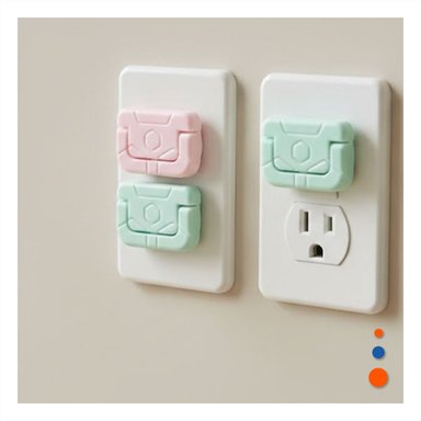PACK4 CUBRIDOR RECTANGULAR PARA TOMA ELECTRICA ROSADO Y VERDE AGUA 2,5X3CM Y+REGALO STICKER - 3