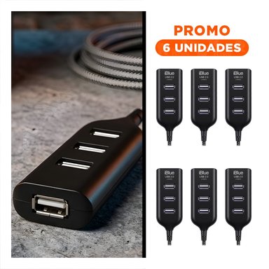 PACK6 ESTACION USB ALTA VELOCIDAD 4 PUERTOS NEGRO LIGERA Y FACIL DE CONECTAR - 1