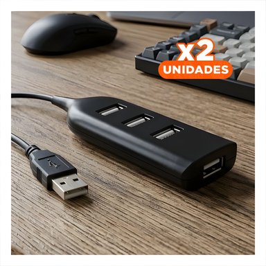 PACK2 CONECTOR ALTA VELOCIDAD USB 4 PUERTOS NEGRO FUNCIONAL Y ADAPTABLE Y+REGALO STICKER - 1