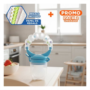 PACK2 CHUPON ALIMENTADOR INFANTIL EN COLOR BLANCO CON SILICONA Y BOLITAS Y+PAPEL REGALO - 1