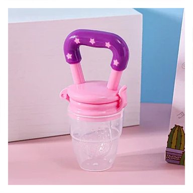 PACK4 CHUPON COLOR MORADO TIPO ALIMENTADOR CON SILICONA FLEXIBLE Y ESTRELLITAS Y+PAPEL REGALO - 2