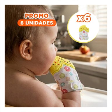 PACK6 MANOPLA INFANTIL EN COLOR AMARILLO CON FORMA DE DONA MORDEDORA Y+REGALO STICKER - 1