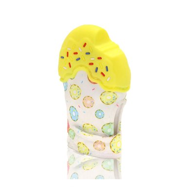 PACK6 MANOPLA INFANTIL EN COLOR AMARILLO CON FORMA DE DONA MORDEDORA Y+REGALO STICKER - 2