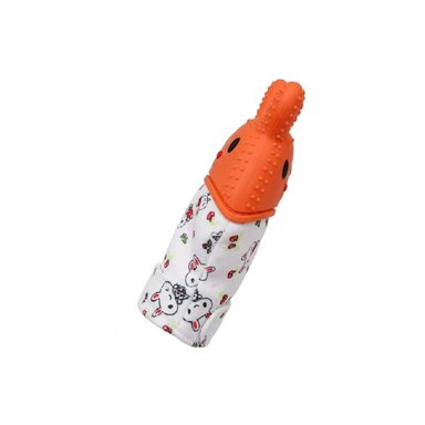 PACK4 GUANTE MORDEDOR SUAVE EN COLOR NARANJA TIPO FORMA DE CONEJO INFANTIL Y+PAPEL REGALO - 3