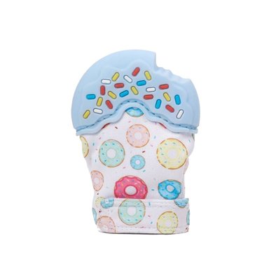 PACK12 MANOPLA MORDEDORA EN COLOR CELESTE CON FORMA DE DONA SUAVE Y+REGALO STICKER - 2