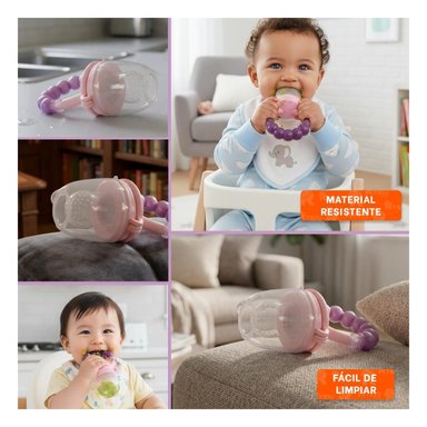 ALIMENTADOR INFANTIL EN COLOR MORADO CON BOLITAS DE SILICONA SUAVE Y+POST IT - 1