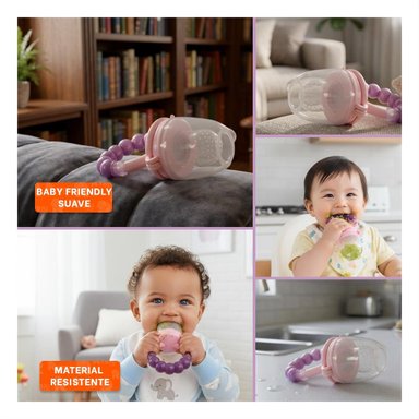 ALIMENTADOR INFANTIL EN COLOR MORADO CON BOLITAS DE SILICONA SUAVE Y+POST IT - 5
