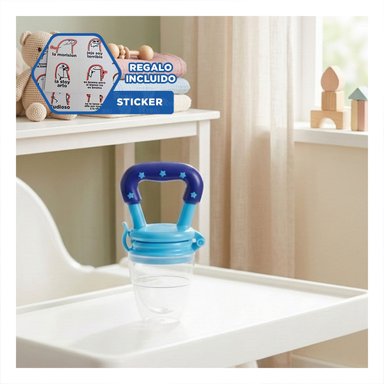 ALIMENTADOR EN COLOR AZUL CON SILICONA SEGURA Y ESTRELLITAS INTEGRADAS Y+REGALO STICKER - 1