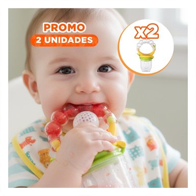 PACK2 CHUPON EN COLOR NARANJA CON BOLITAS DE SILICONA EN FORMATO ALIMENTADOR PRACTICO - 1