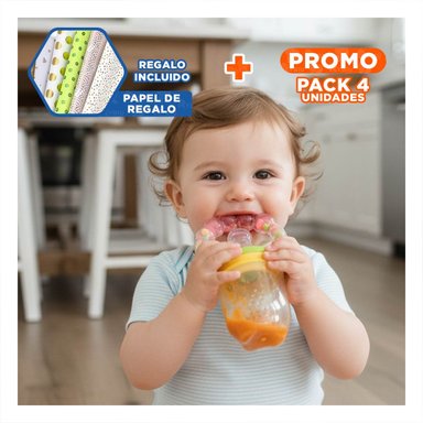 PACK4 CHUPON COLOR ROSADO TIPO ALIMENTADOR CON SILICONA FLEXIBLE Y BOLITAS Y+PAPEL REGALO - 1