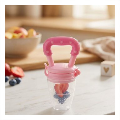 ALIMENTADOR DE USO DIARIO EN COLOR ROSADO CON ESTRELLITAS EN SILICONA Y+LIGAS REGALO - 1
