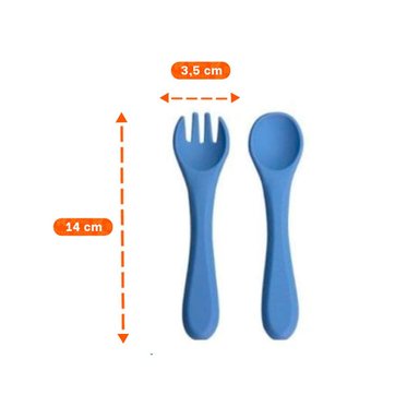 SET DE CUBIERTOS EN COLOR AZUL CON CUCHARA Y TENEDOR DE SILICONA FLEXIBLE - 4