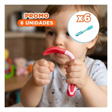 PACK6 UTENSILIO ERGONOMICO EN COLOR CELESTE EN MATERIAL SILICONA FLEXIBLE Y+REGALO STICKER - 1