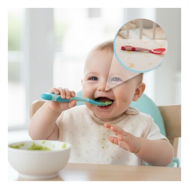 PACK6 UTENSILIO ERGONOMICO EN COLOR CELESTE EN MATERIAL SILICONA FLEXIBLE Y+REGALO STICKER - 3