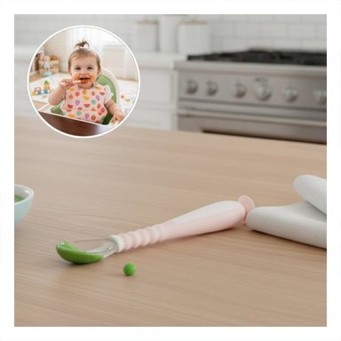 SET ERGONOMICO ROSADO CON 2 CUCHARAS INFANTILES Y ESTUCHE SEGURO Y+REGALO STICKER - 5