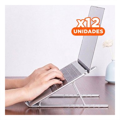 PACK12 SOPORTE PLEGABLE DE ALUMINIO PARA LAPTOP PLATEADO CON ROTACION FACIL - 1