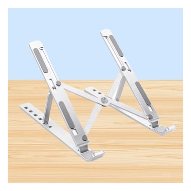 PACK12 SOPORTE PLEGABLE DE ALUMINIO PARA LAPTOP PLATEADO CON ROTACION FACIL - 2