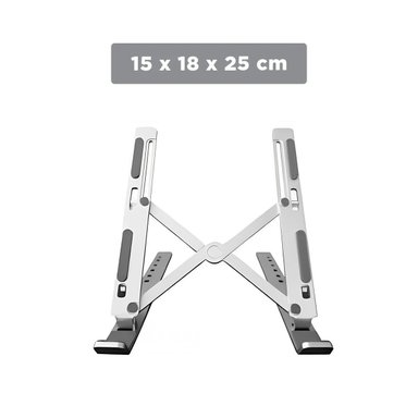 PACK12 SOPORTE PLEGABLE DE ALUMINIO PARA LAPTOP PLATEADO CON ROTACION FACIL - 4