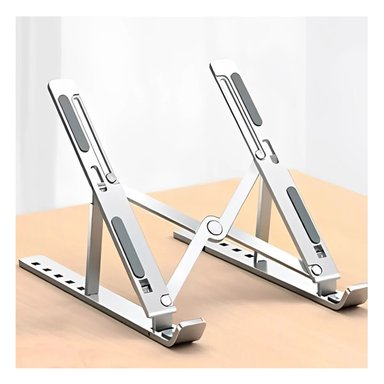 PACK12 SOPORTE PLEGABLE DE ALUMINIO PARA LAPTOP PLATEADO CON ROTACION FACIL - 5