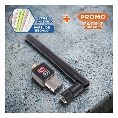 PACK2 CONECTOR INALAMBRICO USB MODERNO PARA PC Y LAPTOP CON SENAL FUERTE NEGRO Y+PAPEL REGALO - 1