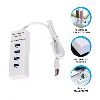 PACK2 ADAPTADOR BLANCO 4 ENTRADAS HUB 303 PARA OFICINA Y MULTIPLES CONEXIONES Y+REGALO STICKER - 3
